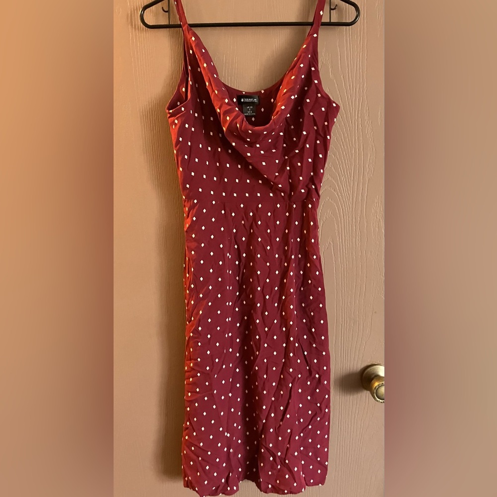 Bright & Beautiful Women’s Heidi Diamond Polka
Dress Cranberry Cream. Pre-Owned.